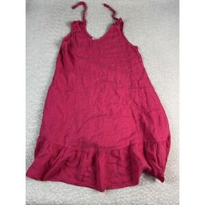 Terzo Millennio Dress Womens XL Pink Linen Ruffle Hem Sleeveless Made Italy